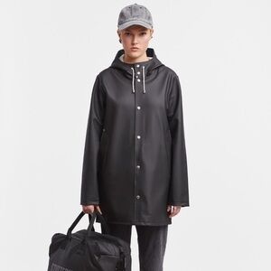 Stutterheim Stockholm Raincoat. XS. Black. Unisex sizing.